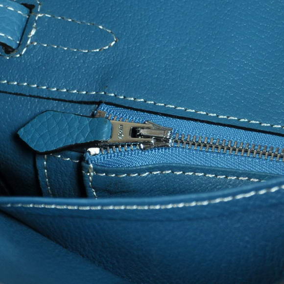 Super A Replica Hermes Birkin 25CM Tote Bags Togo Leather Blue Silver 60799